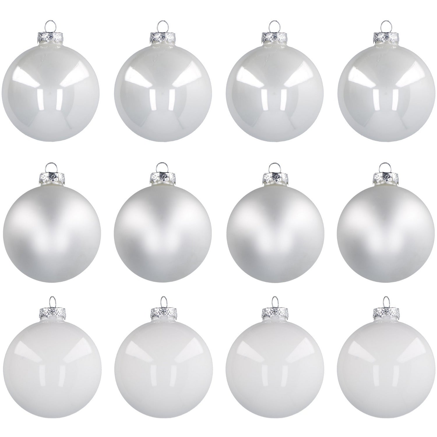 VESTIAMO CASA GRAN NATALE - Palle di Natale in Vetro Soffiato Bianche diametro 6 cm - set 12 pezzi